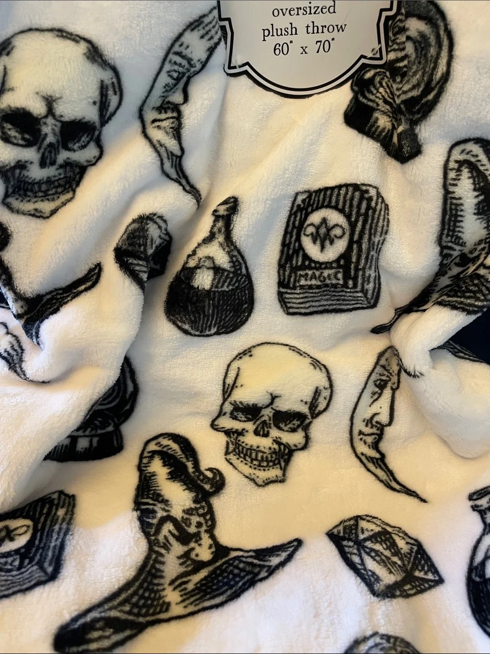 Madame Troussou’s Apothecary Plush Throw - Black and White